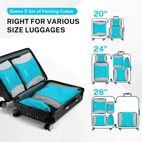 Vista 3 de Gonex Packing Cubes for suitcase, 9 Set Lightweight Travel Luggage Packing Organizers with Laundry Bags Travel Essentials Travel Bags for Carry on