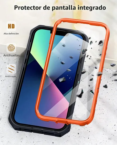 Vista 6 de Funda para Teléfono iPhone 13/14/15: Funda Protectora para iPhone 16e con Clip para Cinturón y Funda Diseño Duradero de Doble Capa con Soporte