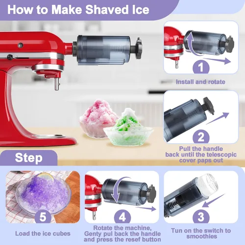 Vista 4 de Accesorio de Hielo Afeitado para Batidora de Soporte KitchenAid con 16 Moldes de Hielo, Fabricante de Conos de Nieve, Accesorios de Afeitadora