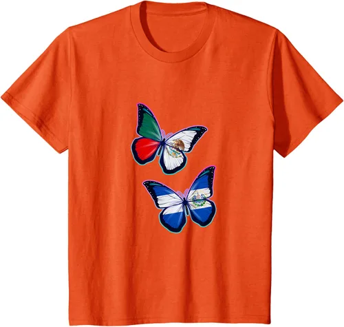 Vista 27 de Raíces biculturales de El Salvador y México. Versión mariposa Camiseta, Negro