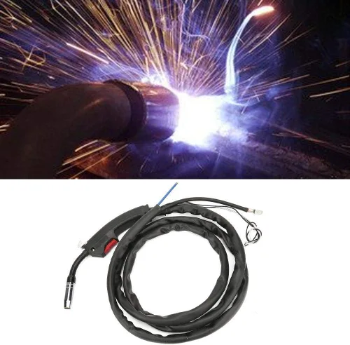 Vista 5 de Antorcha de soldadura MIG 14AK MB14 con protección de gas CO2, 6.6 ft, se adapta a corriente 160A200A, negro, acero inoxidable