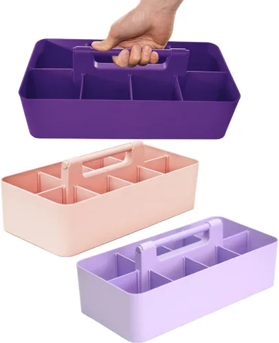 Vista 23 de Cesta grande portátil, divisores DIY, 8 compartimentos, organizador para suministros escolares, de oficina, para el hogar y negocios, cesta portátil