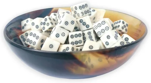 Vista 5 de D6 Juego de 6 dados vikingos/medievales para apuestas (9/16 pulgadas o 0.551-0.591 in) de grosor (hueso, 0.551 in)