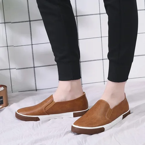 Vista 4 de KNOKR Oxford - Zapatos casuales para hombre, cómodos, de piel sintética, para hombre, zapatos planos para hombre (color marrón, talla 8.5)