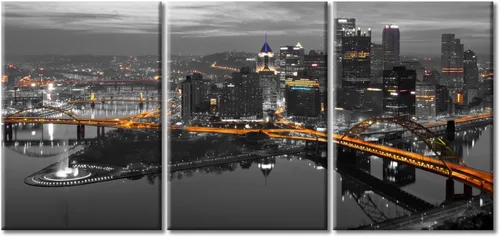 Vista 102 de TUMOVO Arte de pared en blanco y negro con paisaje urbano de Nueva York, decoración de pared de horizonte de Nueva York para sala de estar, puente