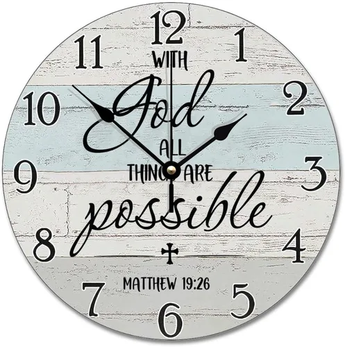Vista 11 de Trust in the Lord With All Your Heart - Reloj de pared con versículo bíblico – Arte de cita religiosa de madera cristiana inspiradora – Madera
