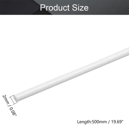 Vista 2 de Othmro 4 barras redondas de plástico ABS de 0.079 in de diámetro exterior de 1.6 ft de longitud, varillas de plástico redondas de plástico