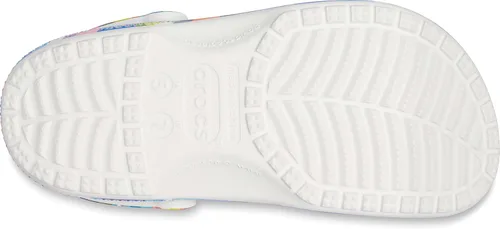 Vista 3 de Crocs Clogs - Zuecos clásicos para adultos, estampados unisex, Blanco/Multi, 14 Women/12 Men