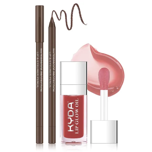 Vista 8 de KYDA Aceite de brillo labial hidratante, brillo labial de aceite hidratante transparente voluminizador, aceite labial teñido para el cuidado