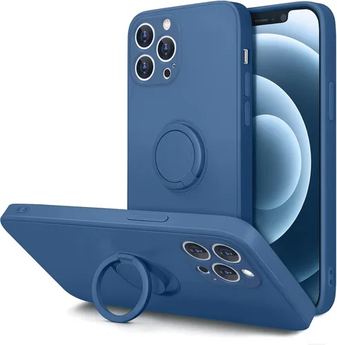 Vista 19 de Hython Funda para iPhone 12 Pro Max con Soporte de Anillo [Soporte Magnético Giratório de 360°] [Forro de Microfibra Suave] Borde Chapado en Oro