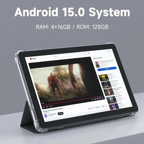 Vista 3 de DIGITHINK Tablet PC 10 pulgadas Android 15.0, tabletas Android, DDR4 4GB RAM+16GB Extiende 20GB ROM 2MP+8MP cámara dual, 2.4G+5G WiFi Bluetooth 1TB