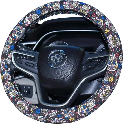 Vista 3 de Funda para volante con diseño de flores nuevas para mujer (cártamo)