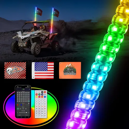 Vista 12 de Ehaho 2 piezas luces de látigo de 1 pie para UTV ATV con base de resorte, luz LED de látigo tres veces más brillante con interruptor basculante y 6