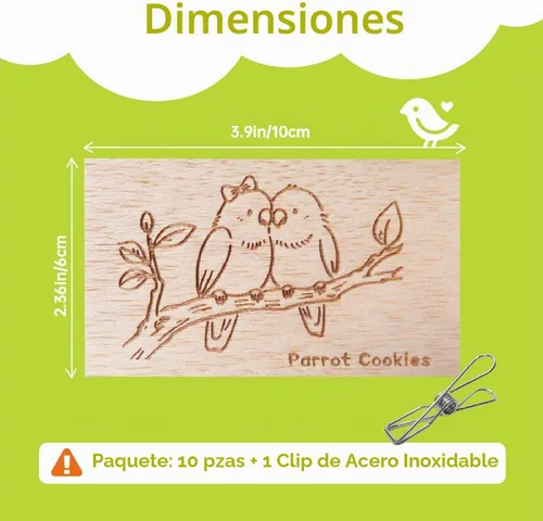 Vista 4 de Juguetes masticables de madera de balsa natural, paquete de 10 rebanadas de madera suave con impresiones