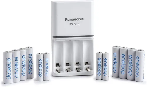 Vista 2 de Eneloop Panasonic K-KJ55MC84CZ Power Pack; 8AA, 4AA y batería avanzada de 3 horas cargador rápido y baterías recargables precargadas BK-4MCCA4BA AAA