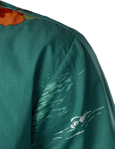 Vista 4 de JOGAL Camisa hawaiana Aloha de manga corta para hombre