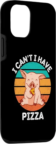 Vista 3 de iPhone 15 Vintage Pig I Can't I Have Pizza Lover Retro Pizza Case