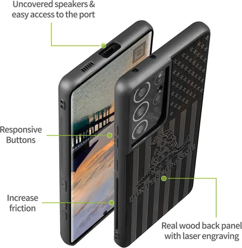 Vista 9 de Carveit Funda de madera para Galaxy S21 Ultra [madera natural y TPU suave] a prueba de golpes, híbrida, funda de madera única compatible con Samsung