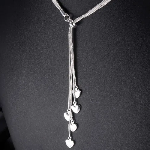 Vista 4 de Xfome Style cadena de cinco líneas de plata esterlina 925 con brazalete de pulsera de cinco corazones