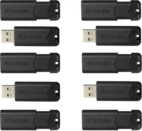Vista 8 de Verbatim 128GB Pinstripe USB 3.2 Gen 1 Unidad Flash Retractable - Negra