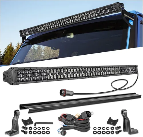 Vista 9 de Barra de luz LED de 20 pulgadas con arnés de cableado, serie negra Nirider con cubierta de 350 W, luces antiniebla LED de inundación puntual
