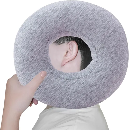 Vista 8 de Almohada para perforaciones para dormir de lado, almohada de dona suave y cómoda, almohada CNH para oídos con agujeros para dolor de oído