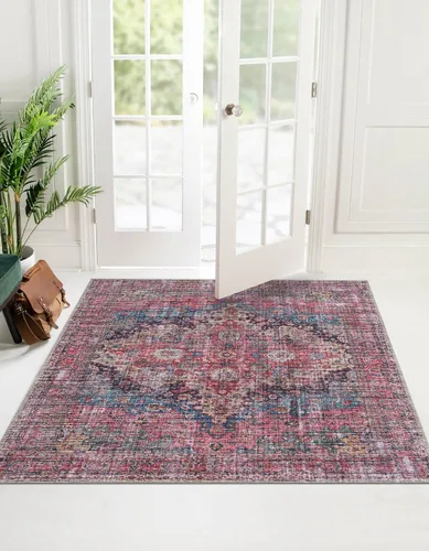 Vista 17 de Unique Loom Mangata Collection - Alfombra de área - Mary (rectangular 2' 0" x 3' 0", azul/negro)