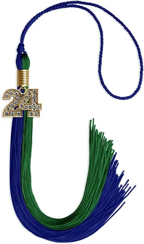 Vista 40 de Endea Graduation Borla de doble color con dije dorado (negro/oro brillante, 2022)