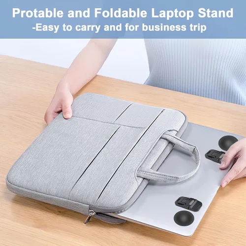 Vista 6 de Mini soporte portátil para teclado de computadora de escritorio, elevador de teclado de aleación de zinc con 2 ángulos ajustables, elevador plegable