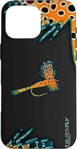 Vista 19 de Funda para iPhone 16 con mosca y pesca con moscas secas de piel de trucha por Black Fly Case
