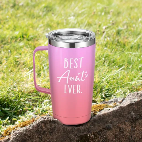 Vista 7 de SANDJEST Mejor Taza para Tía Taza de Tía con Asa 20oz Acero Inoxidable Taza de Café Aislada para Viaje Regalos para Tías de Sobrina Sobrino Regalo
