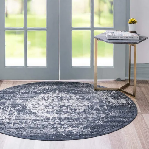 Vista 11 de Unique Loom Chateau Collection - Alfombra de área - Hoover (2' 2" x 3' 1" rectangular, azul oscuro/beige)