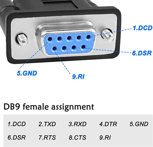Vista 3 de MEIRIYFA Cable adaptador USB hembra a RS-232 DB9 hembra, USB 2.0 a Serial RS232 DB9 (9 pines) Cable convertidor para caja registradora, módem
