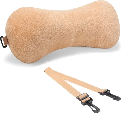 Vista 13 de Colingmill 1 almohada de cuello para reposacabezas reclinable, almohada en forma de hueso, felpa con correa ajustable, soporte para el cuello y Negro