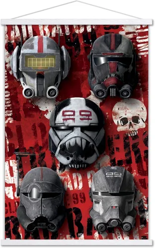 Vista 19 de Trends International Star Wars: The Bad Batch - Póster de pared de cascos, 22.4 pulgadas de largo x 14.7 pulgadas, versión enmarcada en madera