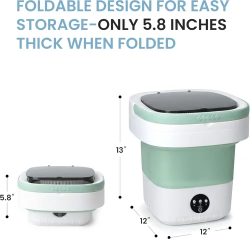 Vista 9 de Lavadora plegable portátil, mini lavadora de gran capacidad de 16 litros para ropa de bebé, ropa interior y lavandería de viaje, lavadora