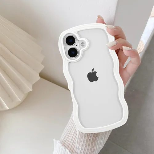 Vista 12 de QLTYPRI Funda compatible con iPhone 7/8/SE, bonita funda transparente con marco ondulado rizado para niñas y mujeres, funda protectora de TPU