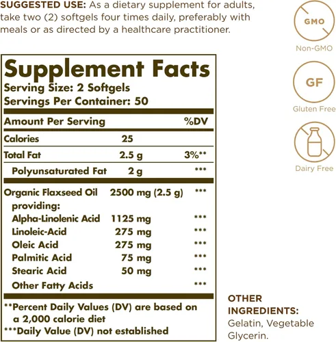 Vista 2 de Aceite de linaza 1250mg 100 SG