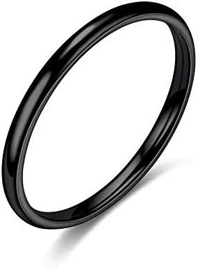 Vista 6 de COLORFUL BLING Juego de anillos apilables de acero inoxidable de titanio fino de 0.079in, con superficie pulida, simple para hombres y mujeres