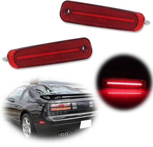 Vista 9 de Lente Roja Luz Marcadora Lateral del Parachoques Trasero Conjunto de Carcasa de Lámpara del Guardabarros Compatible con Nissan 300ZX Z32 1990 1991