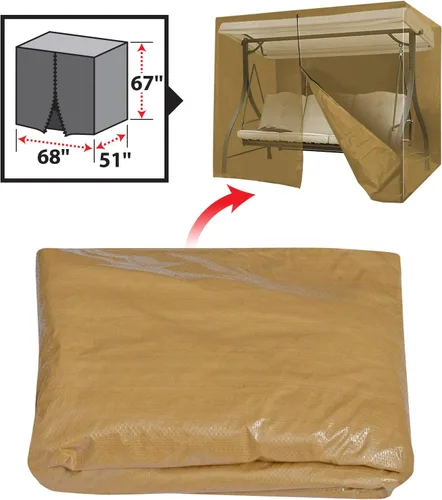Vista 2 de BenefitUSA Funda protectora para hamaca de 3 plazas triples para muebles de exterior, porche (bronceado), 68 x 51 x 67 pulgadas