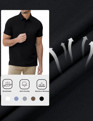 Vista 6 de GymSmart Polo Shirts for Men Short Sleeve Casual Business Sports Tennis Golf Shirts