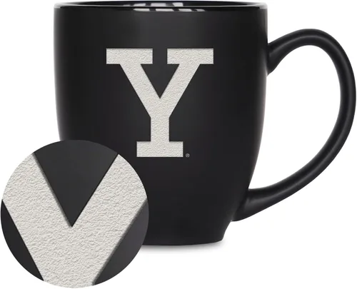 Vista 304 de Rico Industries - Taza de cerámica mate negra con grabado láser estándar de 15oz para NCAA (escuelas T & U) - Para bebidas calientes o frías