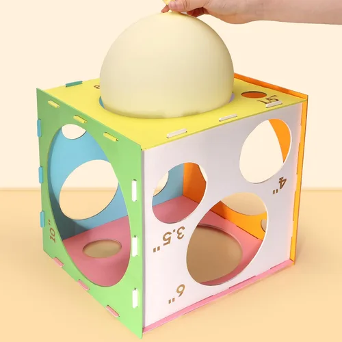 Vista 8 de Auihiay Cubo de madera plegable de 2 a 10 pulgadas (9 agujeros) Herramienta de medición de tamaño de globo para decoraciones de globos, arcos