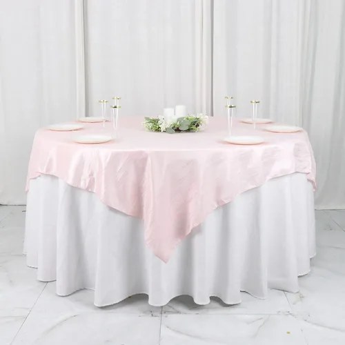 Vista 10 de Tableclothsfactory Mantel cuadrado de tafetán arrugado de acordeón beige de 72 x 72 pulgadas