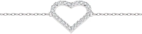 Vista 8 de Diamondere Pulsera de cadena de corazón de diamantes y piedras preciosas naturales y certificadas, en oro blanco de 14 quilates, pulsera de 0.34