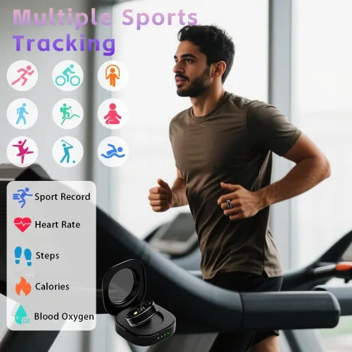 Vista 9 de Anillo Rastreador de Actividad para Hombres – Anillo Inteligente con Monitor de Frecuencia Cardíaca, SpO2, Presión Arterial, Monitoreo del Sueño