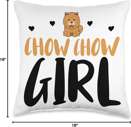 Vista 4 de Chow Chow Lover Apparel Girl Funny Chow Dog Lover - Almohada de 16 x 16 pulgadas, multicolor