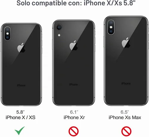 Vista 8 de Funda protectora ligera para iPhone Xs con protector de pantalla, absorción de golpes, resistente a prueba de caídas con soporte para automóvil Negro