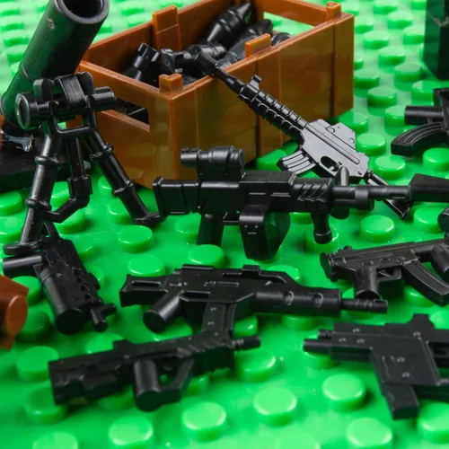 Vista 7 de Paquete de armas militares, bloques de construcción para figuras de soldado, kit de equipo del ejército, piezas y accesorios de piezas compatibles
